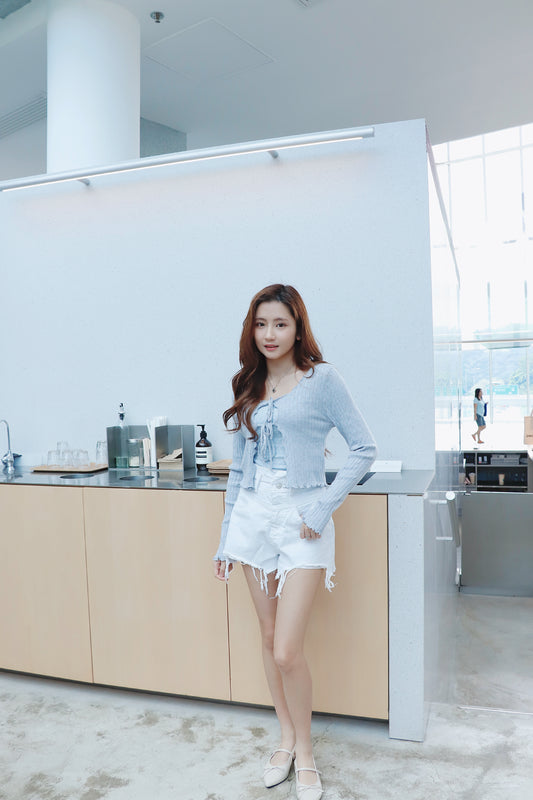 碎花背心連木耳邊外套Set