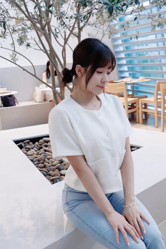 法式小香風粗花呢短袖外套