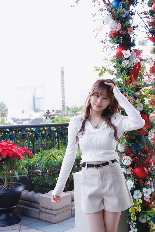 絨面西裝短褲(連皮帶)