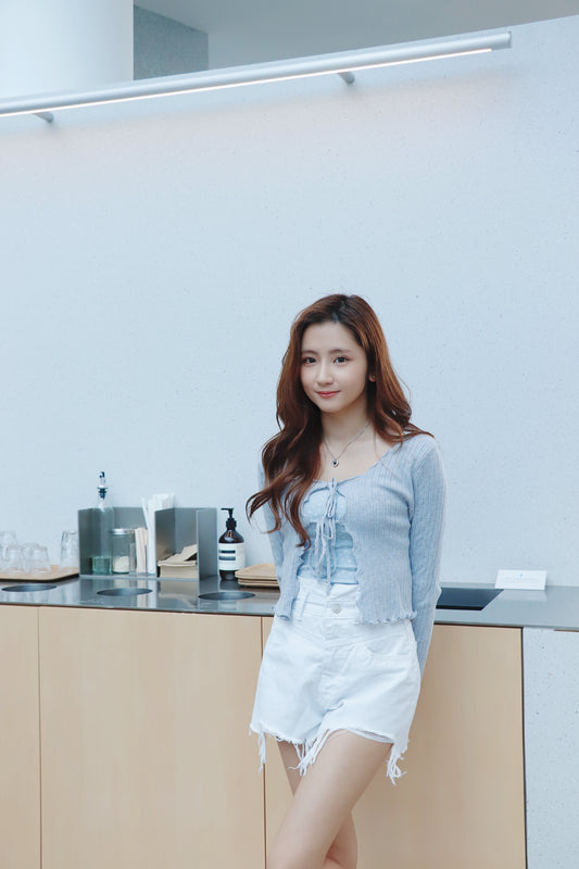 碎花背心連木耳邊外套Set