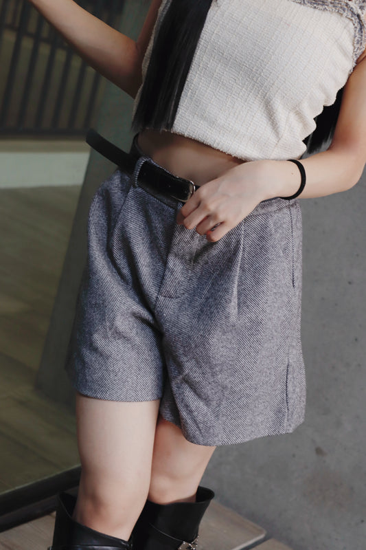 斜紋半橡筋腰絨西裝褲(連皮帶)