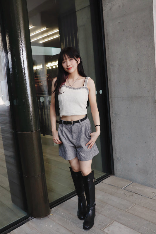 斜紋半橡筋腰絨西裝褲(連皮帶)