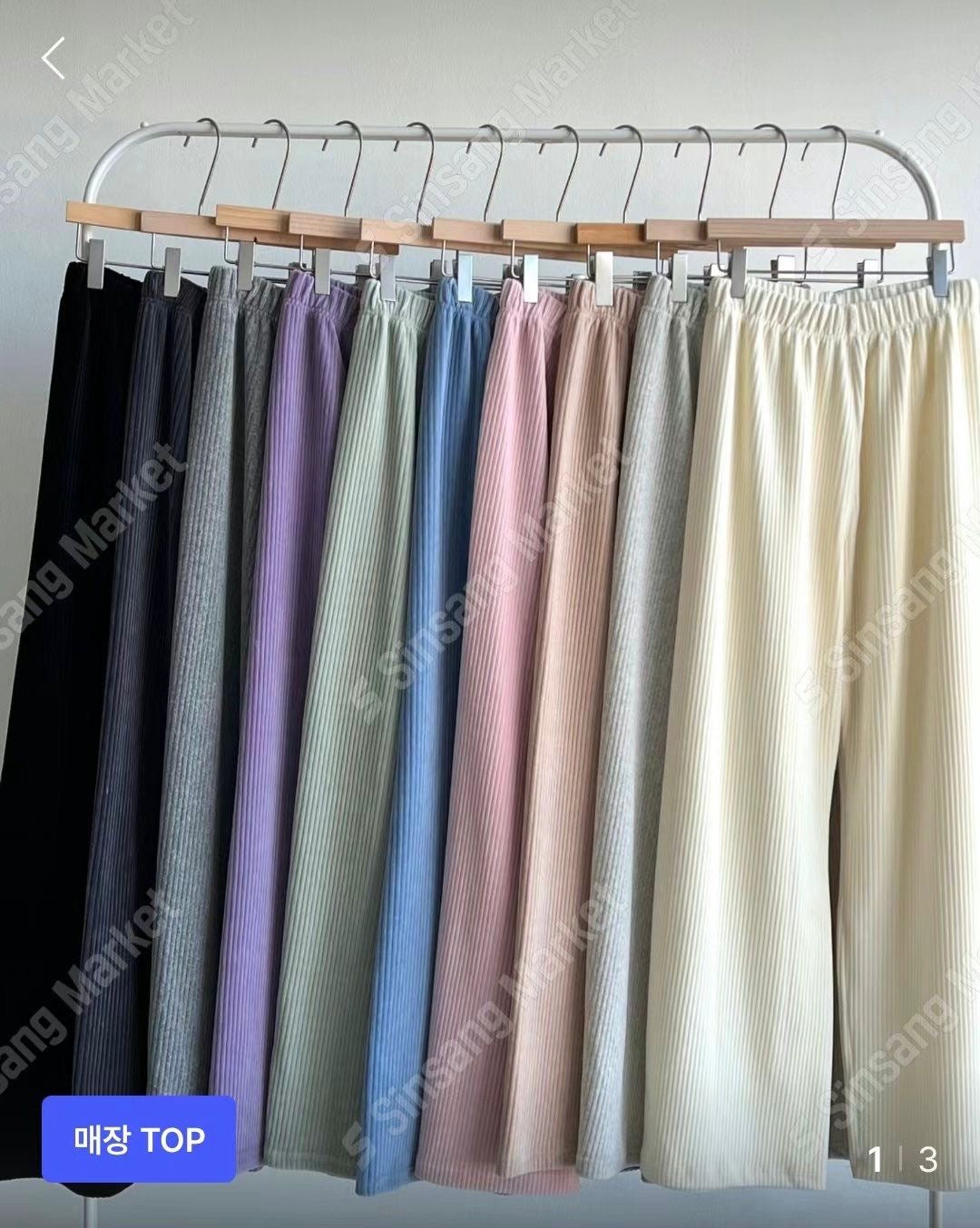 直紋絨面橡根腰直腳褲