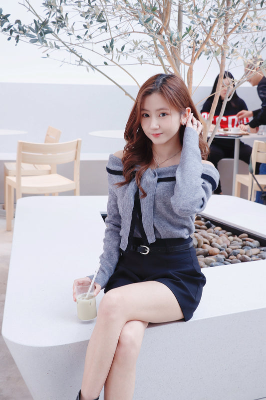 綁帶露膊針織衫