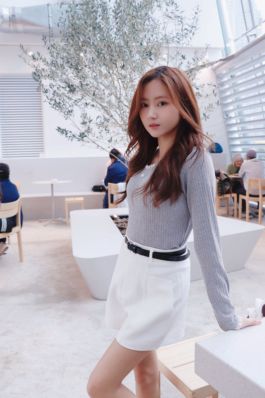 蝴蝶結Lace邊直紋Top