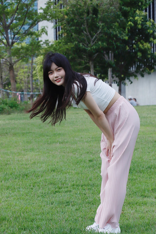 直紋彈彈鬆身褲(Summer Version)-太長可就咁剪短褲腳