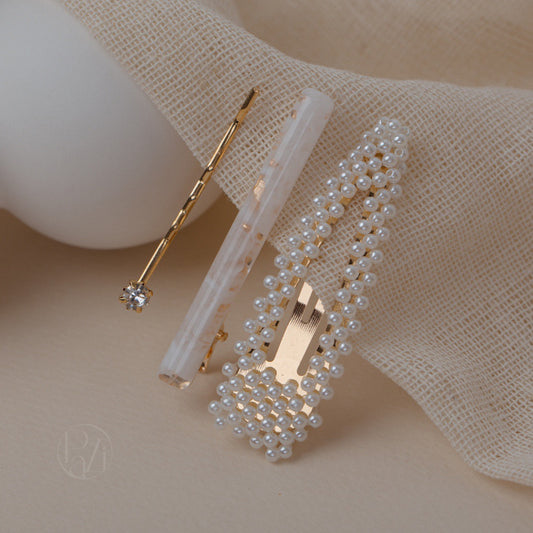 高質精緻珍珠髮夾Set(3件)