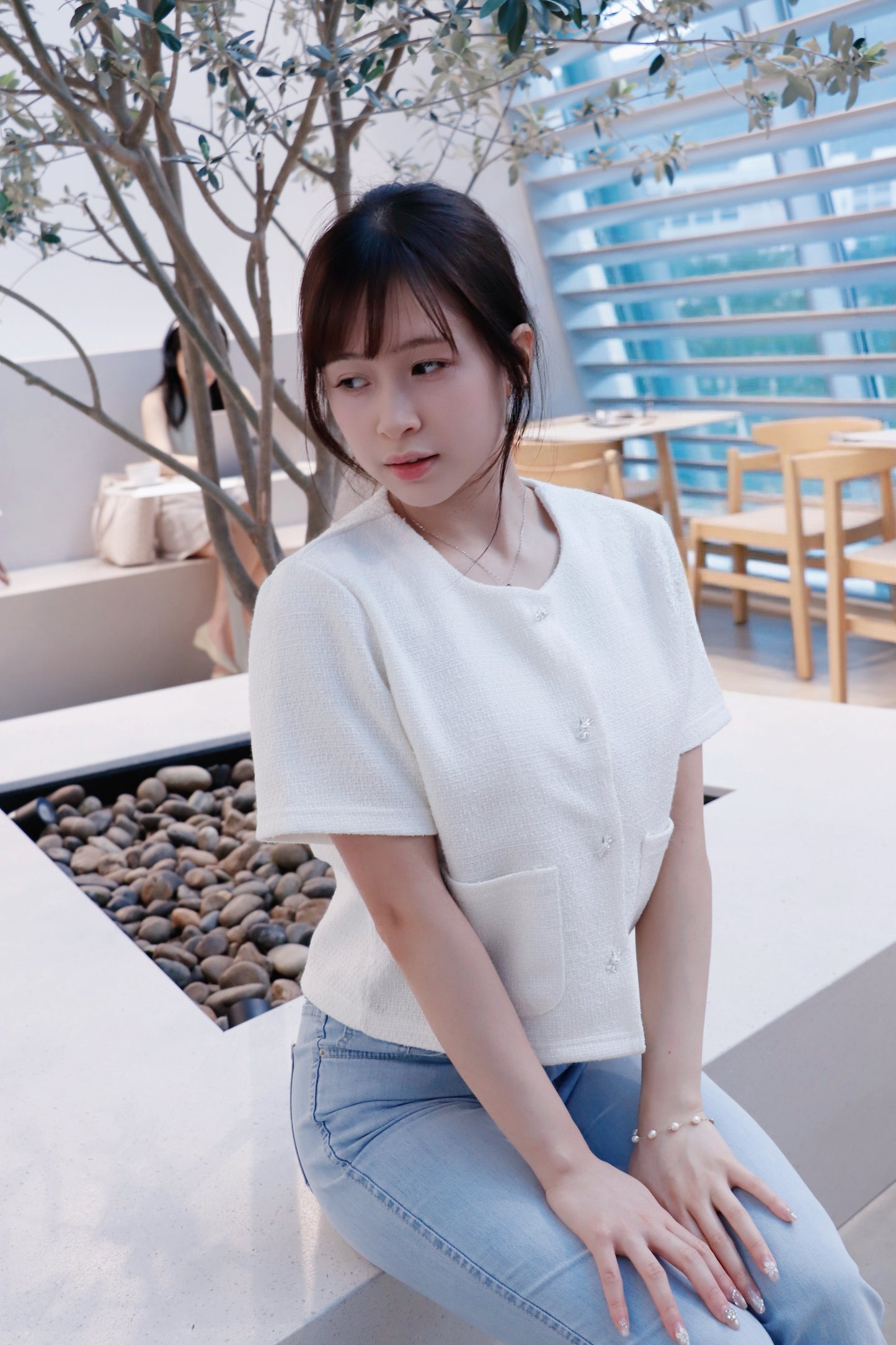 法式小香風粗花呢短袖外套