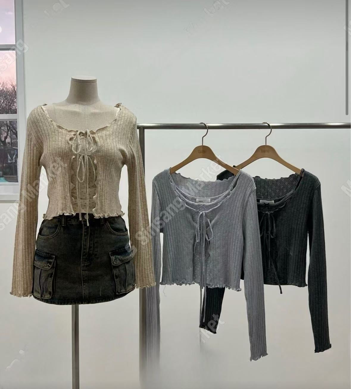 碎花背心連木耳邊外套Set