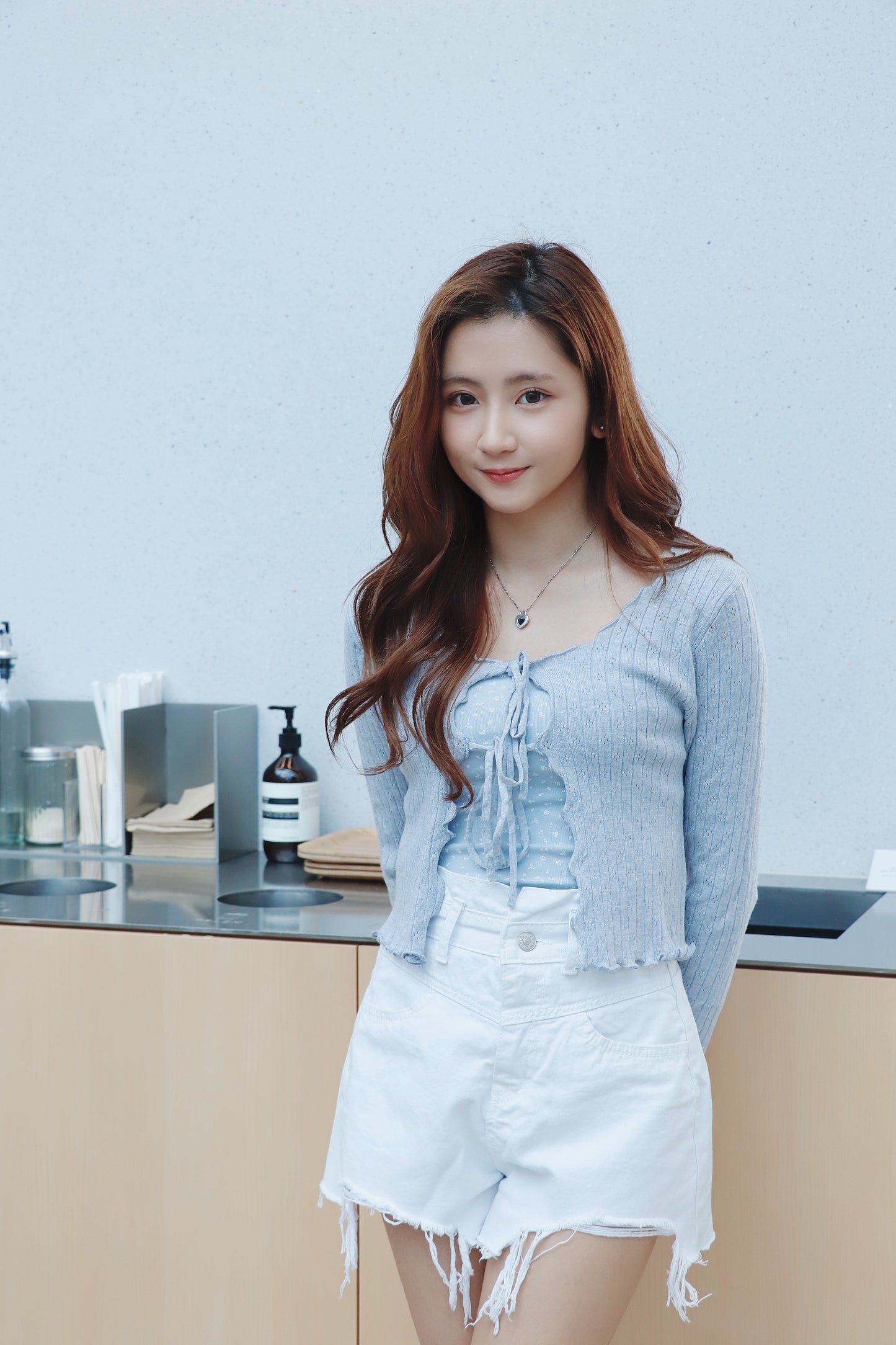 碎花背心連木耳邊外套Set