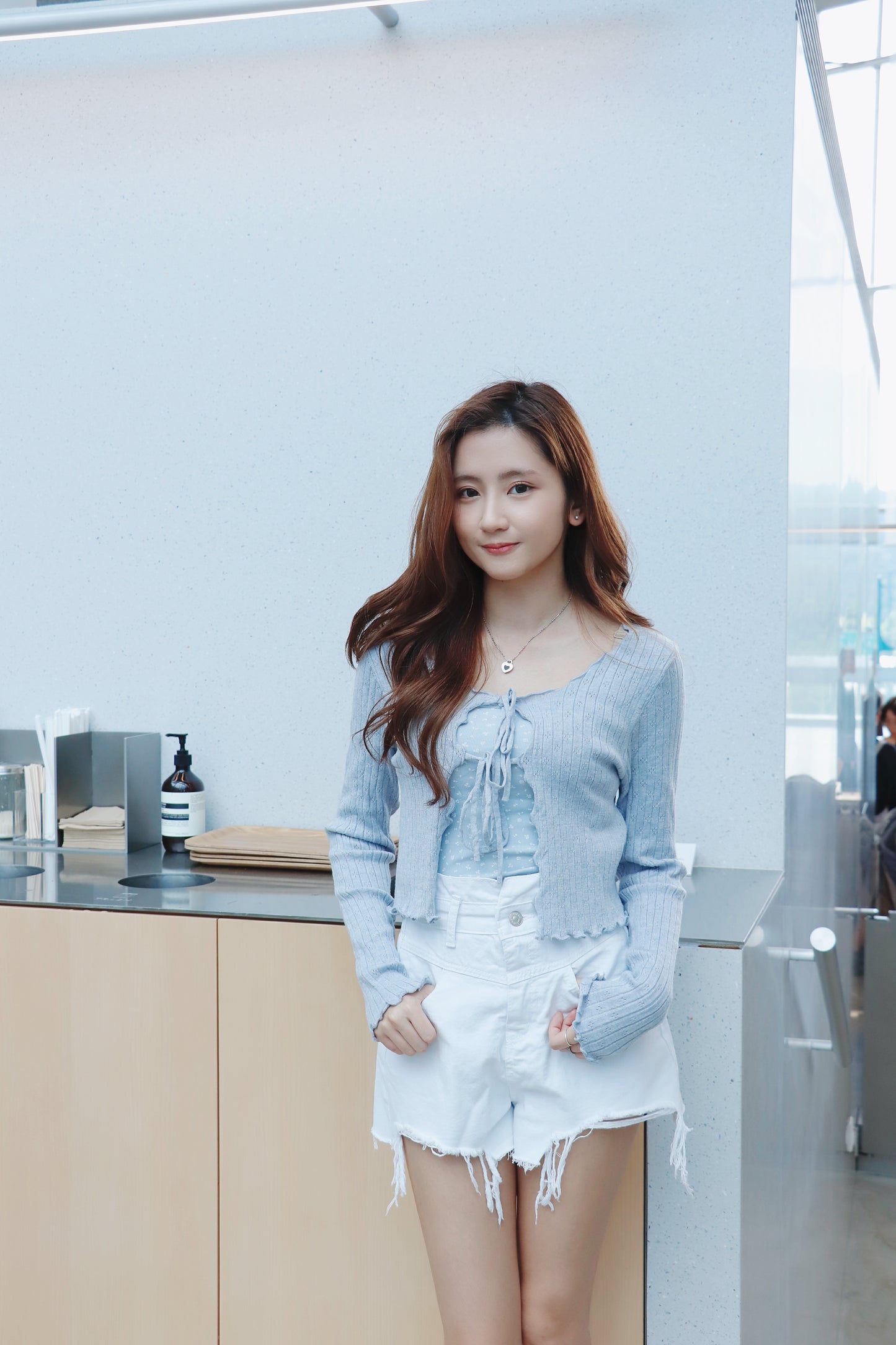 碎花背心連木耳邊外套Set