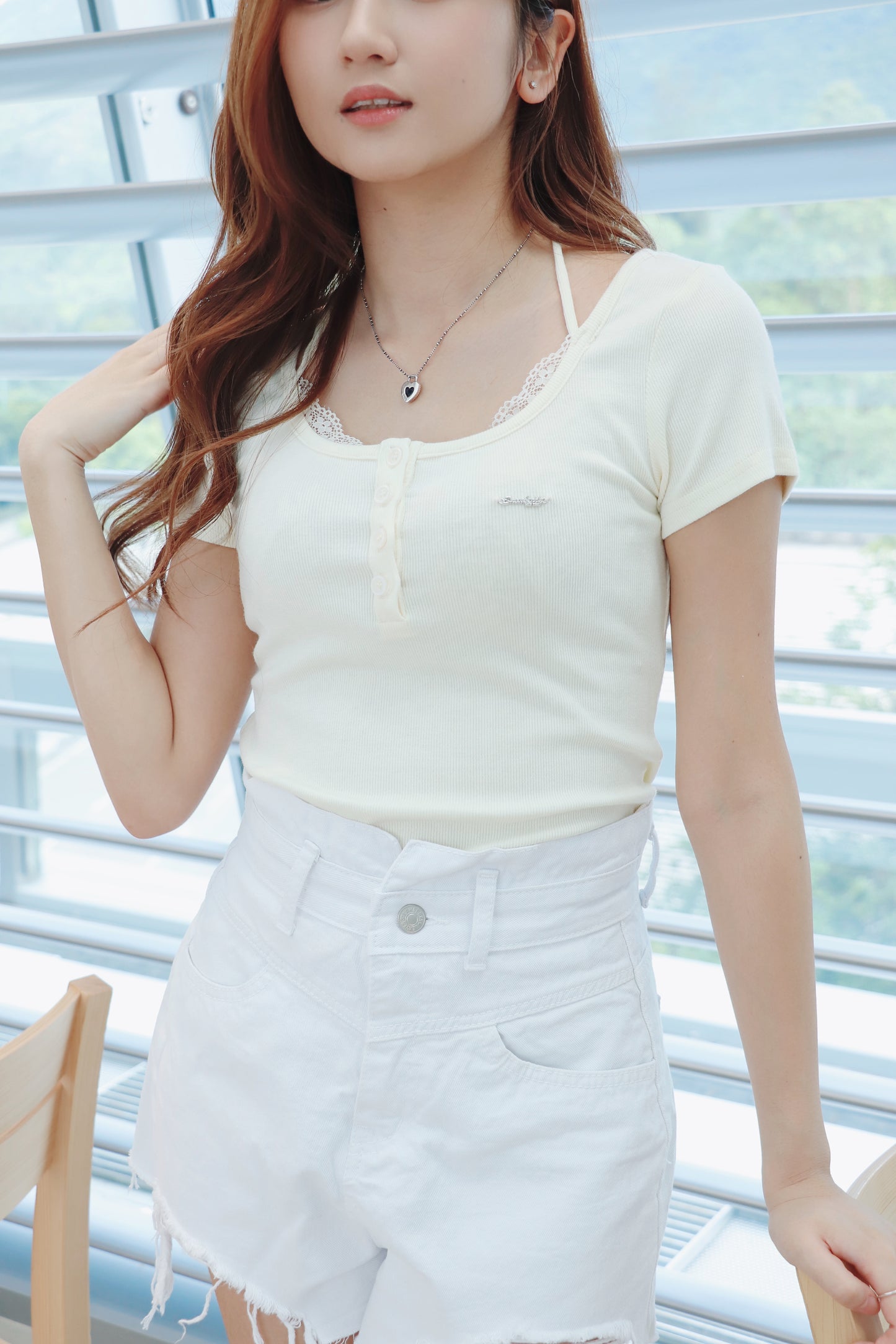 Lace領口掛頸排Top