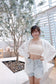 刺繡小花吊帶條紋 Bra Top