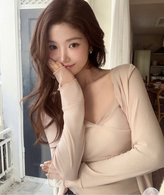 柔和輕感網紗背心Set