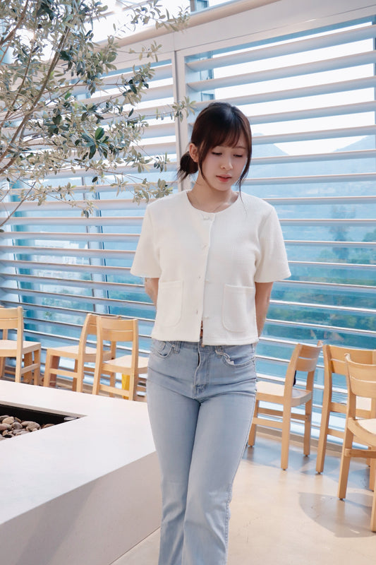 法式小香風粗花呢短袖外套