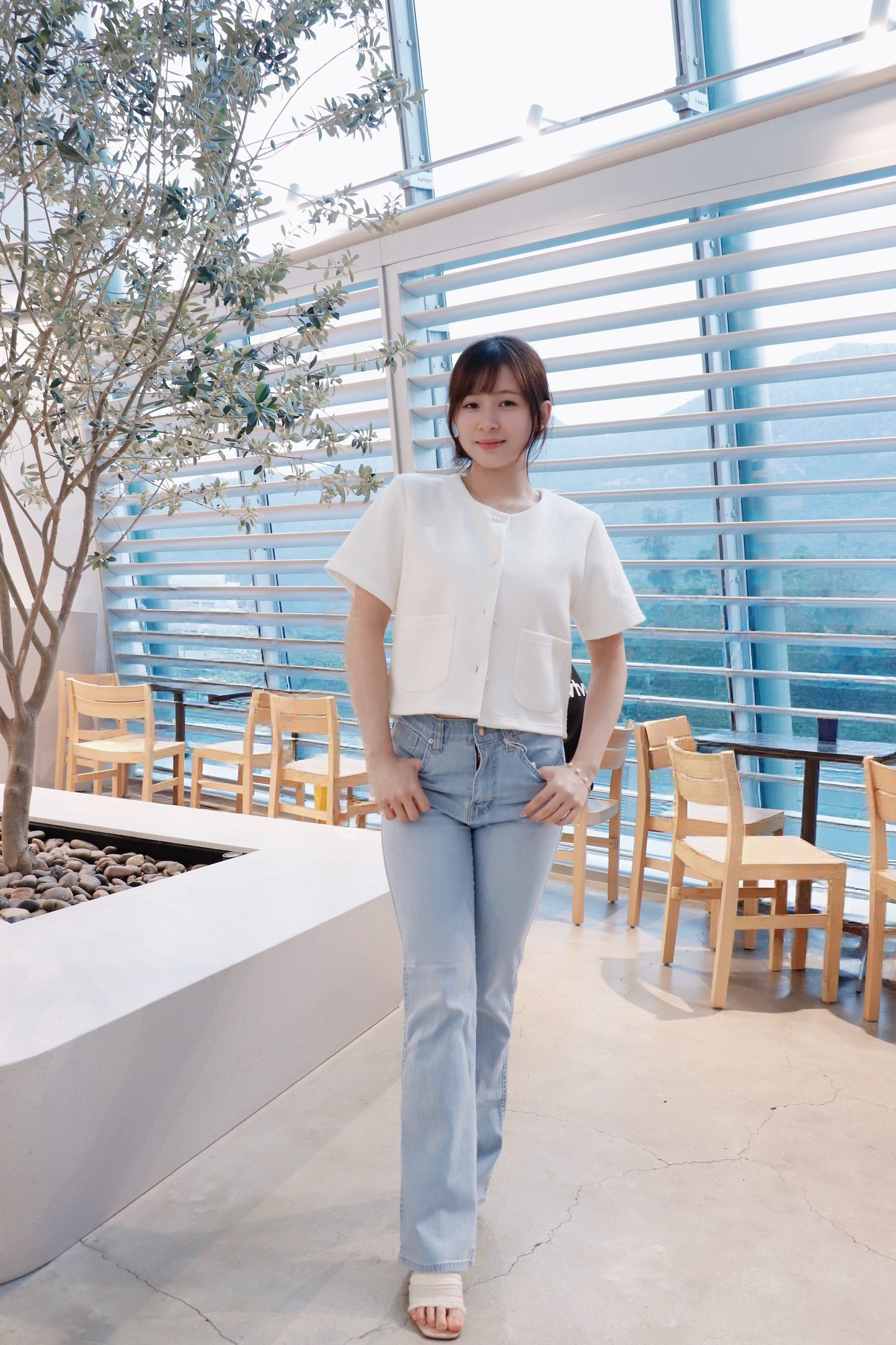 法式小香風粗花呢短袖外套