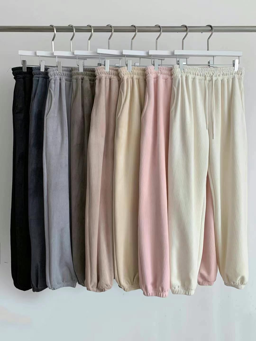 直紋軟棉棉橡根腰褲（直腳/束腳款）