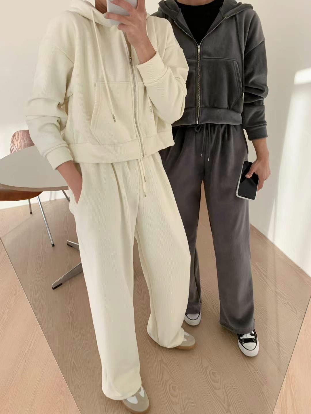 直紋軟棉棉橡根腰褲（直腳/束腳款）