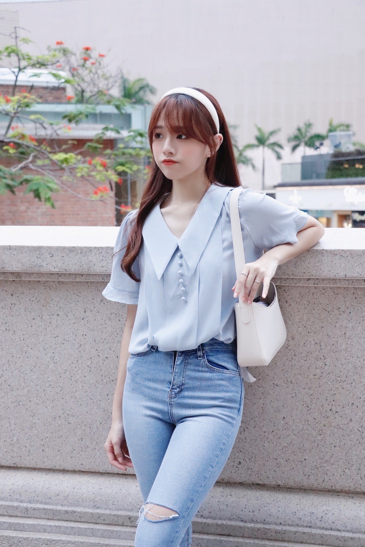 小布鈕雪紡Blouse