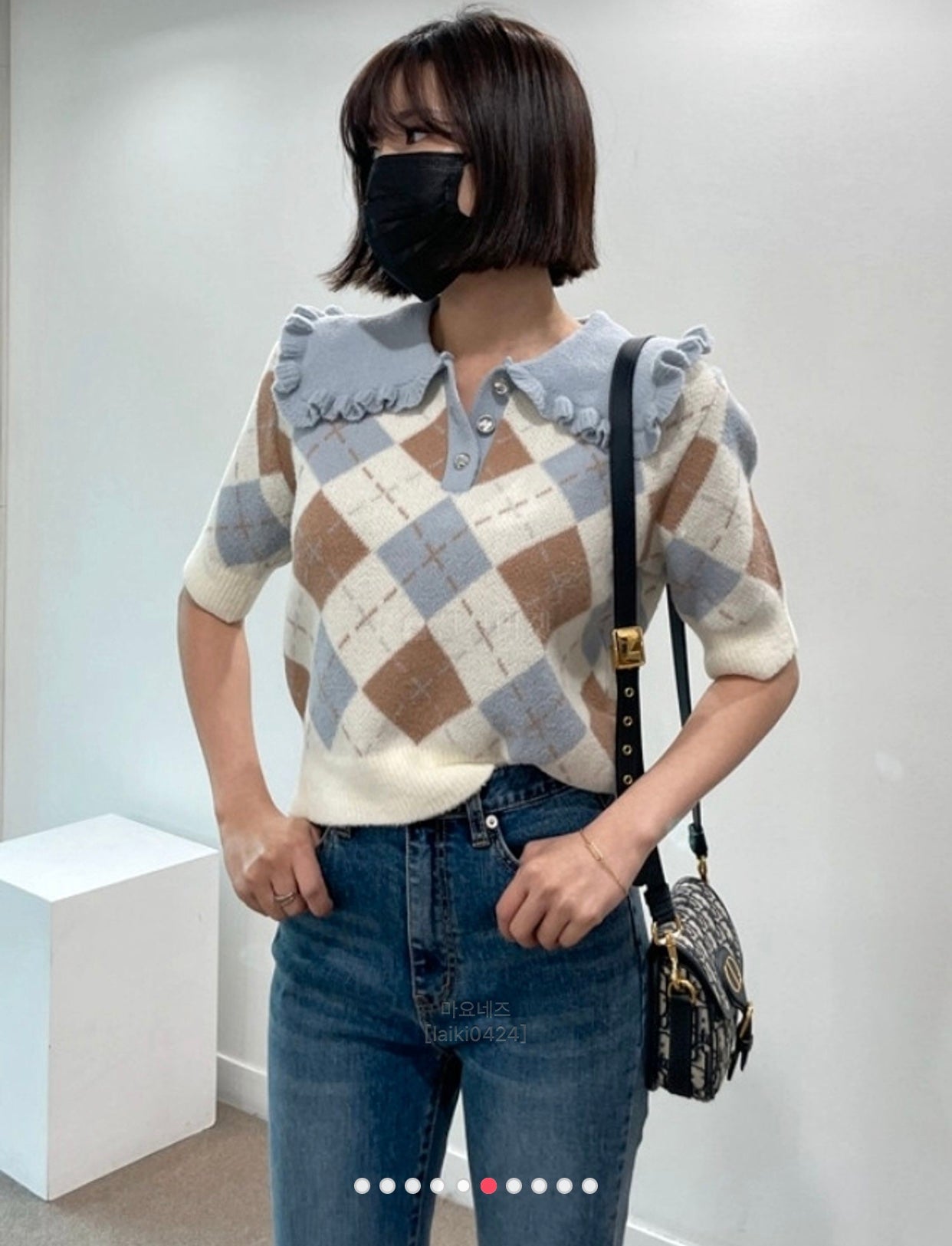 棉花糖菱格衫