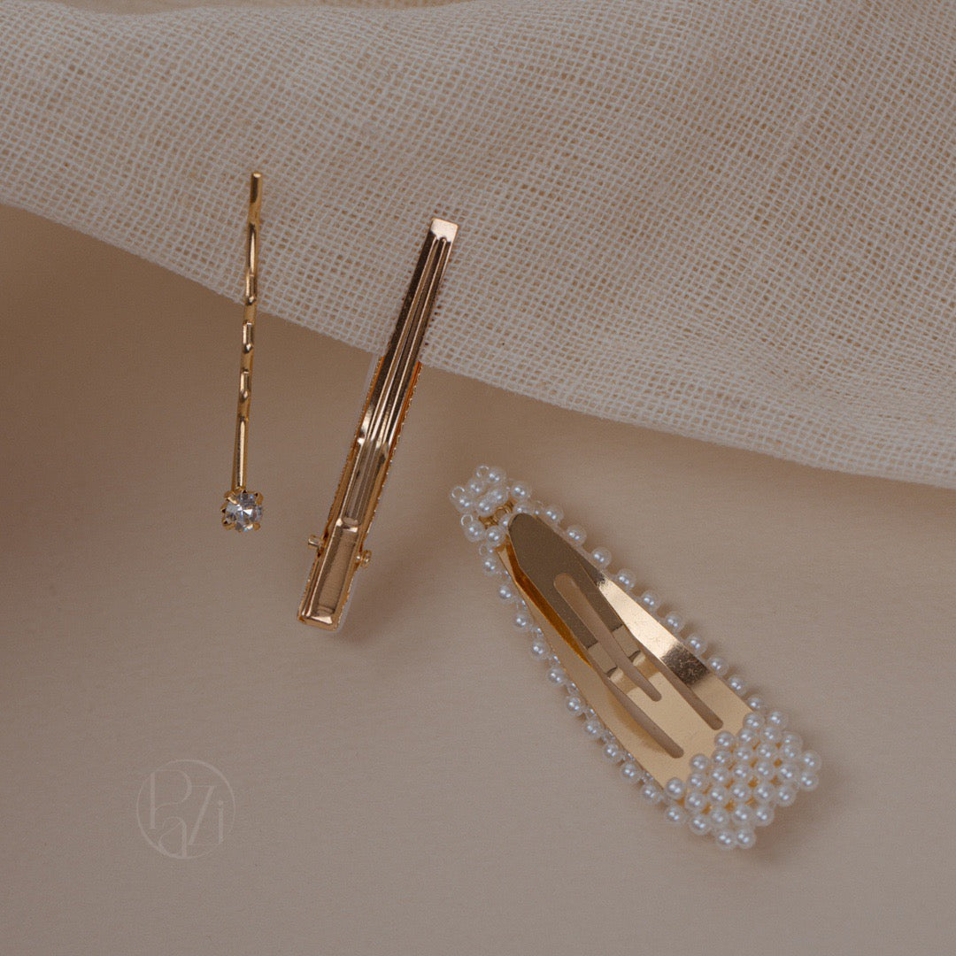 高質精緻珍珠髮夾Set(3件）